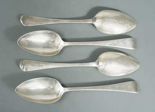 Lot 486 - York - A set of four George III silver tablespoons