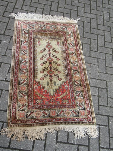 Lot 602 - A Persian silk prayer rug