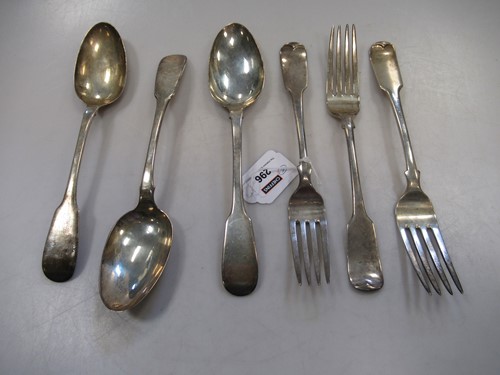Lot 296 - Six Scottish 19th century silver forks and...