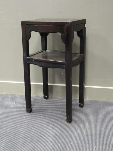 Lot 513 - A Chinese two tier hardwood occasional table,...