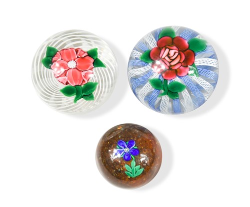 Lot 38 - Attributed to Paul Ysart, three lampwork glass paperweights