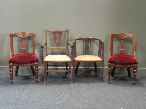 Lot 452 - An Edwardian mahogany and inlaid armchair...
