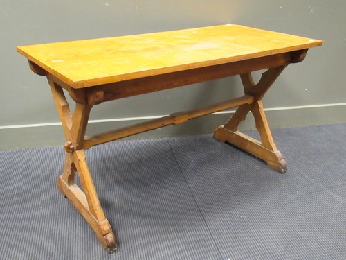 Lot 483 - An oak X pattern table base in the Puginesque...