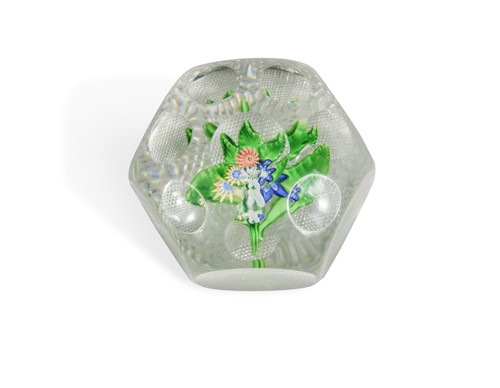 Lot 55 - A St Louis upright bouquet facetted paperweight