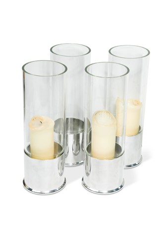 Lot 367 - A set of four large 'Shotgun Cartridge' hurricane lamps