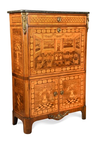 Lot 306 - A Louis XVI bois satine marquetry secrétaire à abattant