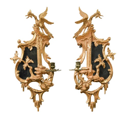 Lot 263 - A pair of giltwood girandoles, 18th century