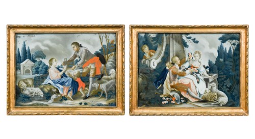 Lot 286 - A pair of Chinese reverse glass paintings, 18th century
