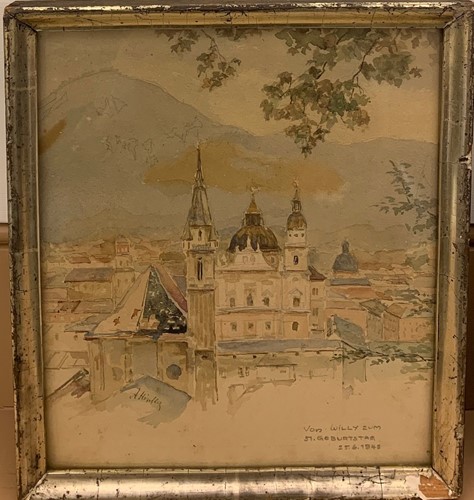 Lot 348 - A Hönfler, View of Salzburg Cathedral, signed...