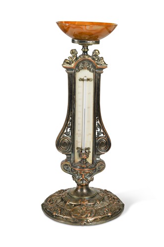 Lot 498 - Elkington Mason & Co., (active 1842-1861), an electroplated desk thermometer