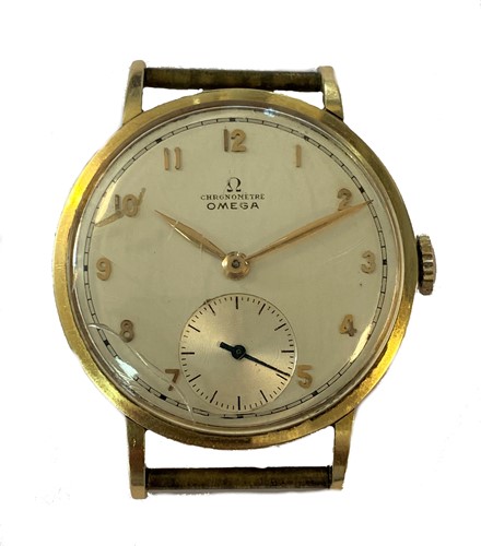 Lot 282 - Omega - A rare and sought after gentleman's Swiss 18ct gold 'Chronomètre' wristwatch head