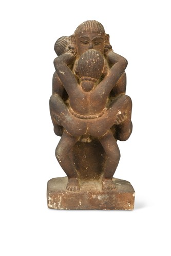 Lot 331 - A North Indian/South Nepalese carved sandstone erotic group of lovers in embrace, 19th/20th century