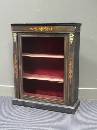 Lot 515 - A Victorian ebonised and inlaid pier cabinet...