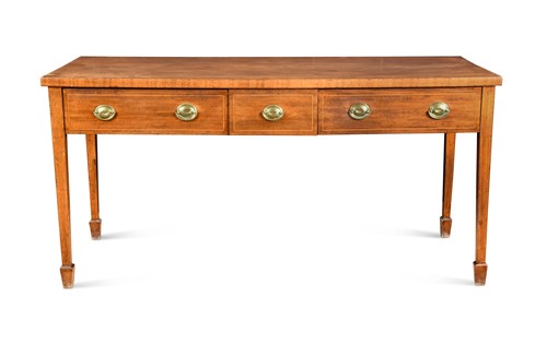 Lot 472 - A mahogany and satinwood strung serving table, 19th century