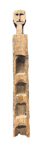 Lot 272 - A North West Nepal (Umla Region) carved wood three step ladder, 18th/19th century