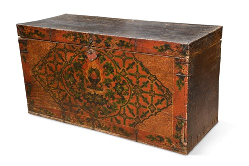 Lot 219 - An outsized Tibetan monastic thangka storage box, 18th century
