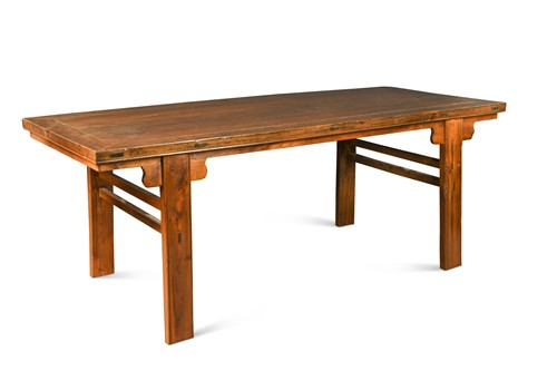 Lot 217 - A Chinese elm wood dining table