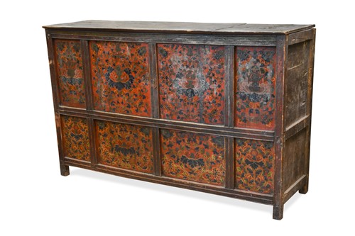 Lot 218 - A Tibetan monastic Lama thangka cupboard, 18th century