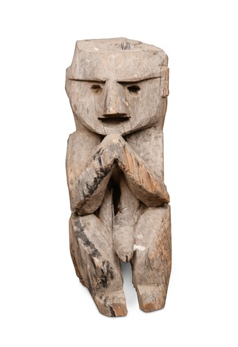 Lot 358 - A West Nepal (Umla Region) carved wood primitive guardian spirit, 18th/19th century
