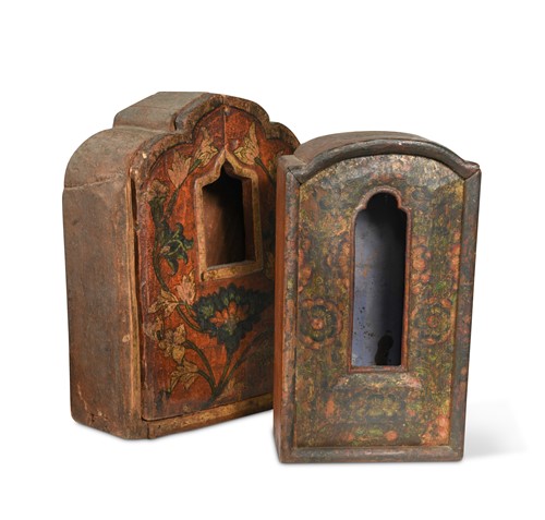 Lot 172 - A Tibetan painted wood Gao (portable shrine), 19th century