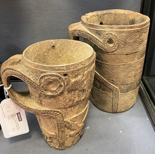 Lot 316 - A Nepal  (Upper Mustang) wood milk jug, early 20th century