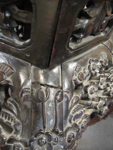 Lot 499 - Two marble inset Chinese hardwood urn stands,...