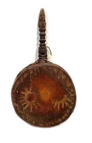 Lot 280 - A Nepal (Tamang) Shamen's wood and goat skin drum, 19th century