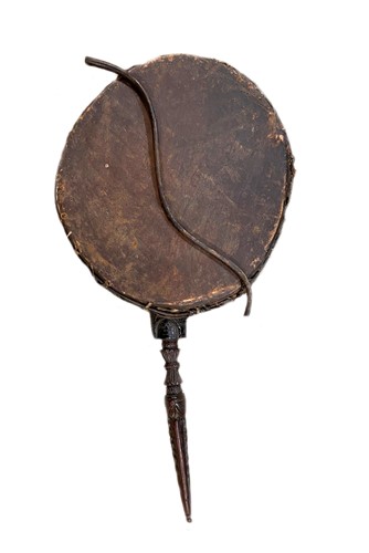 Lot 308 - A Nepal (Tamang) Shamen's wood and goat skin drum, 19th century
