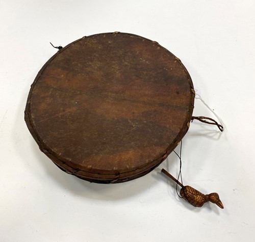 Lot 293 - A Nepal (Tamang) wood and goat skin tambourine, early 20th century