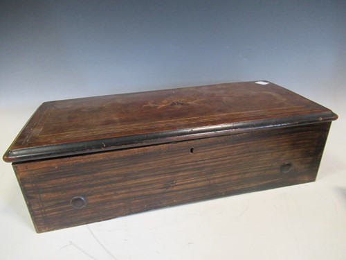 Lot 158 - A Victorian rosewood music box with crank-wind...