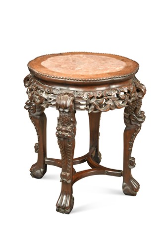 Lot 122 - A Chinese carved hardwood side table, early 20th Century