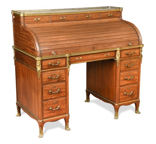 Lot 349 - A neo-classical mahogany tambour fronted bureau, late 19th century