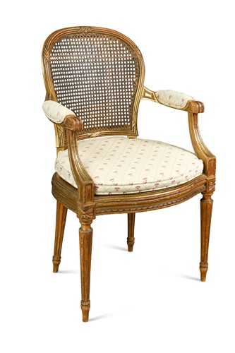 Lot 372 - A Louis XVI style gilt arm chair