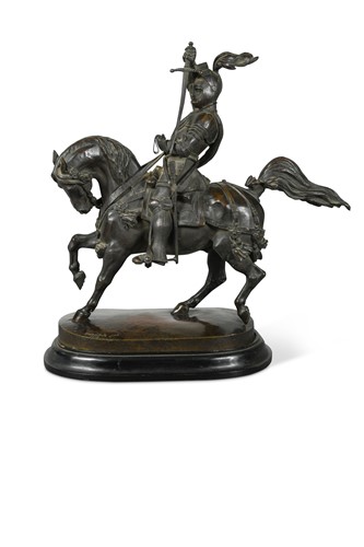 Lot 814 - After Baron Carlo Marochetti (French, 1805–1867), an equestrian portrait of Emmanuel Philibert, Grand Duke of Savoy