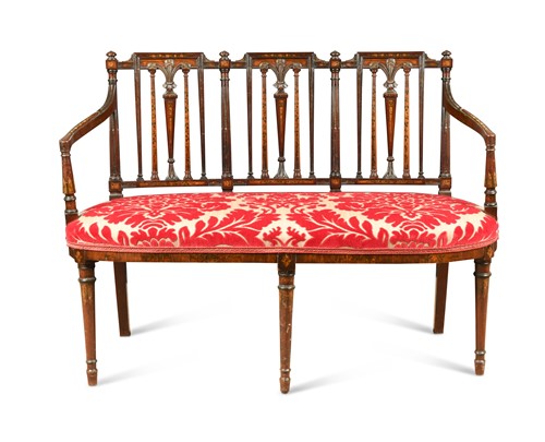 Lot 487 - A mahogany and painted chair back settee, early 20th century