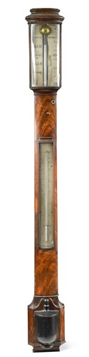 Lot 494 - An Irish bowfront mahogany stick barometer, early 19th century