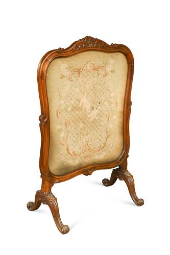 Lot 928 - A walnut framed fire screen, 19th century