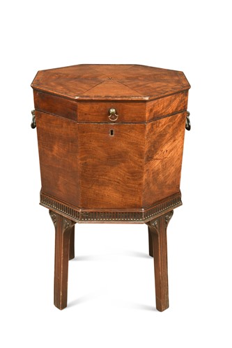 Lot 307 - A George III octagonal mahogany wine cooler