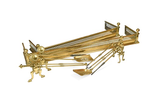 Lot 376 - Two similar brass fenders of the same design, early 19th century