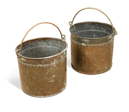 Lot 445 - A pair of brass riveted peat buckets, 19th century
