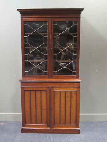 Lot 464 - Mahogany bookcase with astragal glazed doors,...