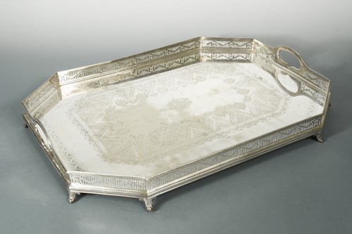 Lot 335 - A Victorian silver plated tray of large proportions