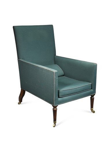 Lot 267 - A Regency green baize library chair
