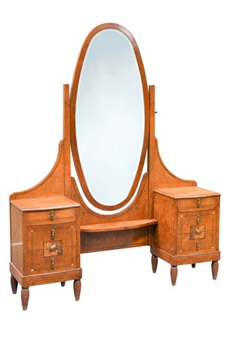 Lot 234 - A French Art Deco burr walnut dressing table, circa 1925