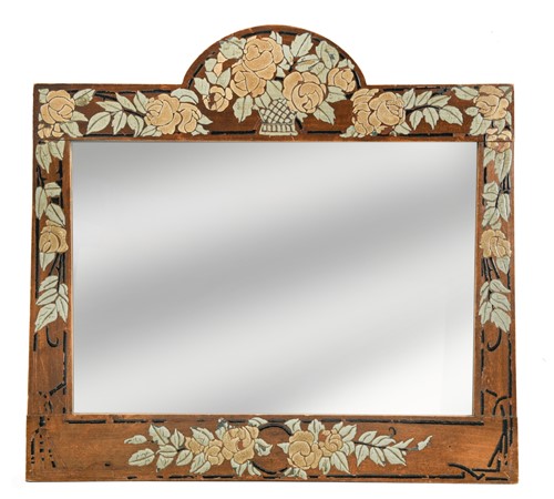 Lot 563 - A Art Nouveau/Jugenstil relief-painted beech mirror