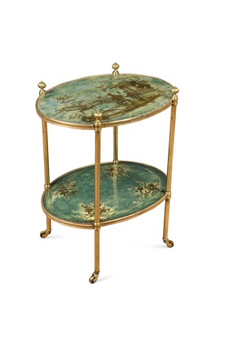 Lot 281 - A brass two-tier table, 20th century