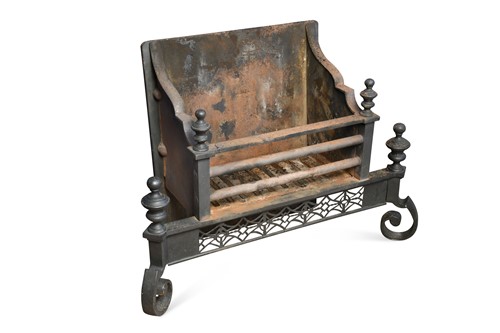 Lot 491 - A cast iron fire basket, 19th century