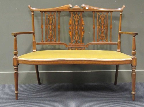 Lot 525 - An Edwardian mahogany and satinwood inlaid...