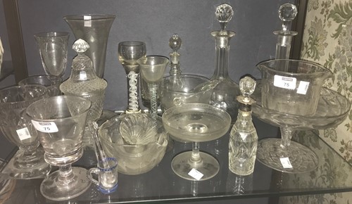 Lot 75 - Antique glassware to include a lidded...