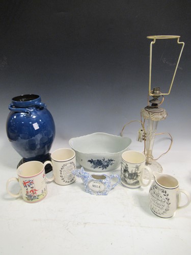 Lot 46 - A Liberty blue glazed pottery vase, Wedgwood...